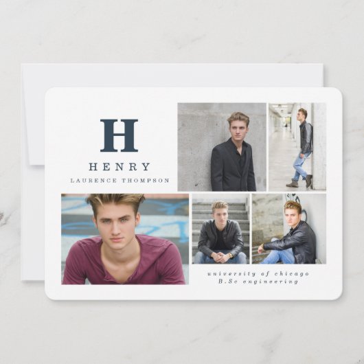 Invitation Premier cycle multi photo bleu (Devant)