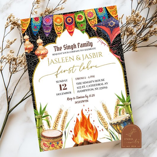 Invitation Premier feu de joie Lohri de mariage indien