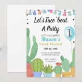 Invitation Premier Fiesta Boy Taco Bout Une fête Cactus Anniv (Devant / Derrière)
