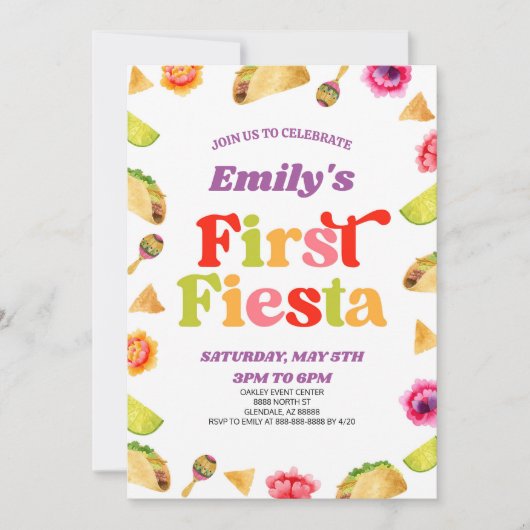 Invitation Premier Fiesta Taco 1er Anniversaire (Devant)