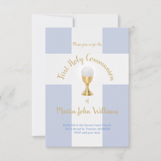 Invitation Premier garçon de communion (Devant)