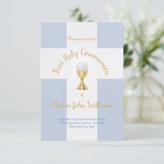 Invitation Premier garçon de communion (Debout devant)