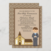 Invitation Premier garçon de communion par l'invitation (Devant / Derrière)