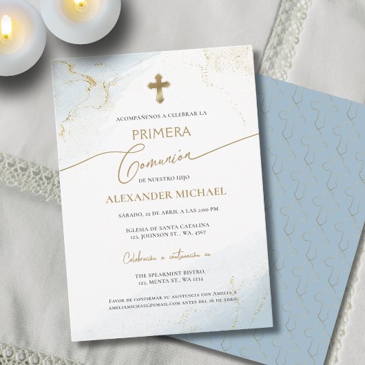 Invitation Premier garçon espagnol Première communion