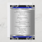 Invitation Premier garçon ou fille communion argent bleu (Dos)