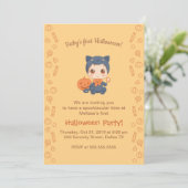 Invitation Premier Halloween Baby mignonne Black Cat Party (Debout devant)