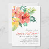 Invitation Premier Hibiscus Tropical Luau 1er anniversaire (Devant)