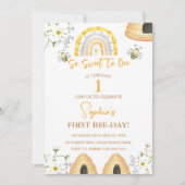 Invitation Premier Jour D'Abeille Si Doux À Abeille Anniversa (Devant)
