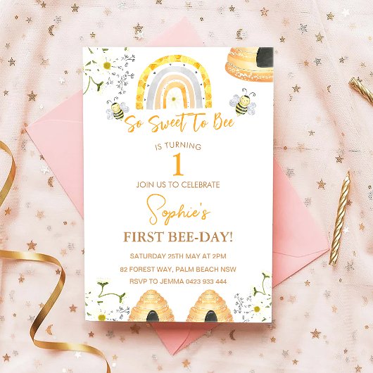 Invitation Premier Jour D'Abeille Si Doux À Abeille Anniversa