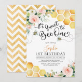 Invitation Premier Jour d'Abeille sucré à Abee Un 1er Anniver (Devant / Derrière)