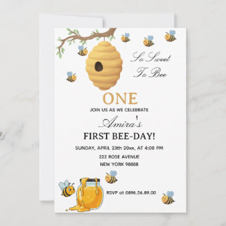 Invitation Premier jour de la fête des abeilles miel jaune 1e