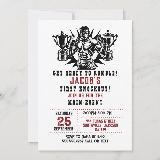 Invitation Premier Knockout Boxing Anniversaire (Devant)