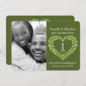 Invitation Premier mariage Anniversaire Péridot photo verte (Devant / Derrière)