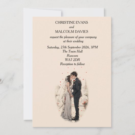 Invitation Premier Mariage de baiser (Devant)