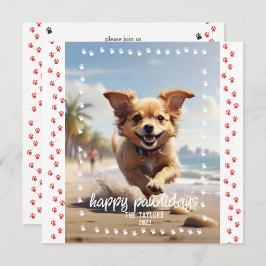 Invitation Premier Noël de mon chiot (Devant / Derrière)