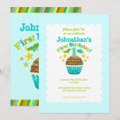 Invitation Premier petit gâteau d'anniversaire (garçons) (Devant / Derrière)