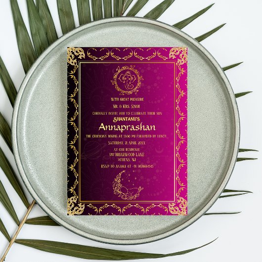 Invitation Premier Riz "Annaprashan" Bébé indien