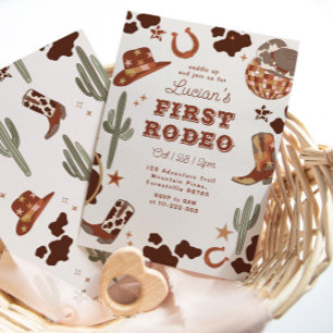 Invitation Premier rodéo 1er anniversaire Cow-boy Far West