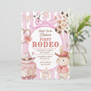 Invitation Premier Rodéo 1er Anniversaire Cowgirl Fille Lapin
