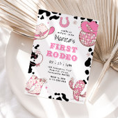 Invitation Premier rodéo 1er anniversaire fille rose