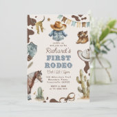 Invitation Premier rodéo 1er anniversaire Photo de cowboy occ (Debout devant)