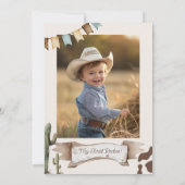 Invitation Premier rodéo 1er anniversaire Photo de cowboy occ (Dos)