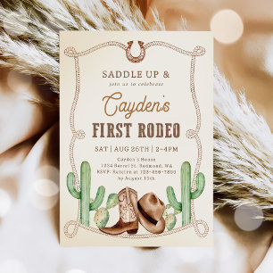 Invitation Premier Rodéo 1er Anniversaire Western Cowboy