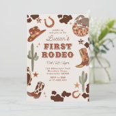 Invitation Premier rodéo 1er anniversaire Wild West cowboy (Debout devant)