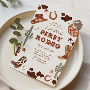 Invitation Premier rodéo 1er anniversaire Wild West cowboy