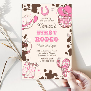 Invitation Premier rodéo 1er anniversaire wild West rose fill