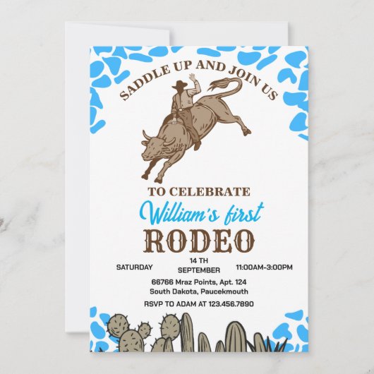 Invitation Premier Rodéo 1ère fête (Devant)