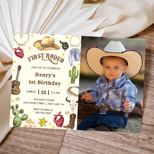 Invitation Premier Rodéo Anniversaire Cowboy Photo Anniversai