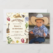 Invitation Premier Rodéo Anniversaire Cowboy Photo Anniversai (Devant)