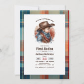 Invitation « Premier Rodéo » Anniversaire de 1 an Cowboy Rust (Devant)