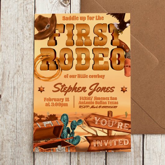 Invitation Premier Rodéo - Anniversaire de Cowboy