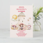 Invitation Premier Rodéo Anniversaire Fille Rustique Cowgirl (Debout devant)