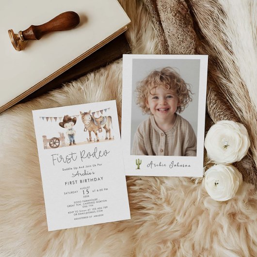 Invitation Premier Rodeo Boy Moderne 1er Anniversaire