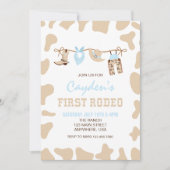Invitation Premier Rodéo Cow-boy occidental pastel 1er annive (Devant)