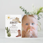 Invitation Premier Rodeo Cowboy photo occidentale 1er anniver (Debout devant)