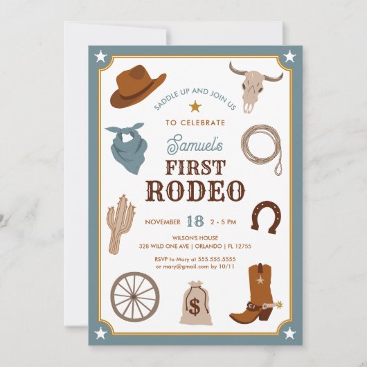 Invitation Premier Rodeo Cowboy Wild West Boy Premier anniver (Devant)
