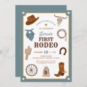 Invitation Premier Rodeo Cowboy Wild West Boy Premier anniver (Devant / Derrière)