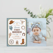 Invitation Premier Rodéo Cowboy Wild West Première photo d'an (Debout devant)