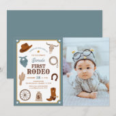 Invitation Premier Rodéo Cowboy Wild West Première photo d'an (Devant / Derrière)