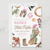 Invitation Premier Rodéo Cowboy Wild West Western Girl Annive (Devant)