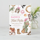 Invitation Premier Rodéo Cowboy Wild West Western Girl Annive (Debout devant)