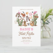 Invitation Premier Rodéo Cowboy Wild West Western Girl Annive (Debout devant)