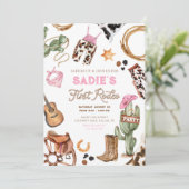 Invitation Premier Rodéo Cowboy Wild West Western Girl Annive (Debout devant)