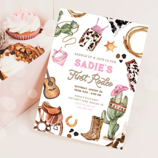 Invitation Premier Rodéo Cowboy Wild West Western Girl Annive