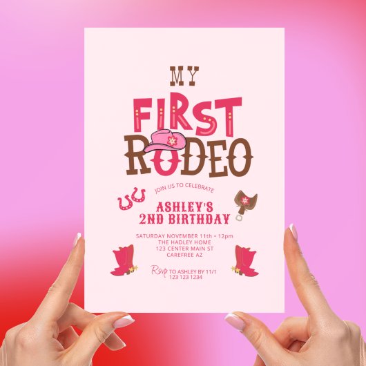 Invitation Premier Rodeo Cowgirl rose 2e anniversaire