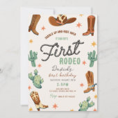 Invitation Premier Rodéo de garçon Anniversaire Cowboy Cute K (Devant)